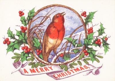 枝、クリスマスカードで歌うロビン 作： English School