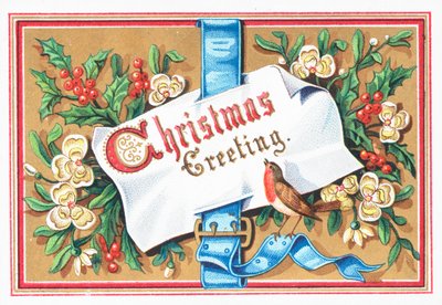 メッセージと花、クリスマスカードとロビン 作： English School