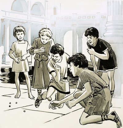 ローマのビー玉を遊んでいる子供たち 作： English School