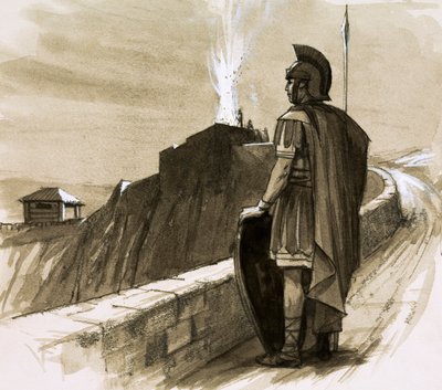 国境の壁を守るローマの兵士 作： English School