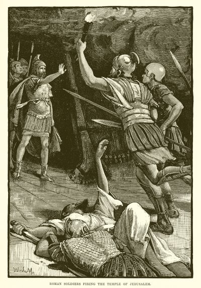 エルサレムの神殿を攻撃するローマの兵士 作： English School