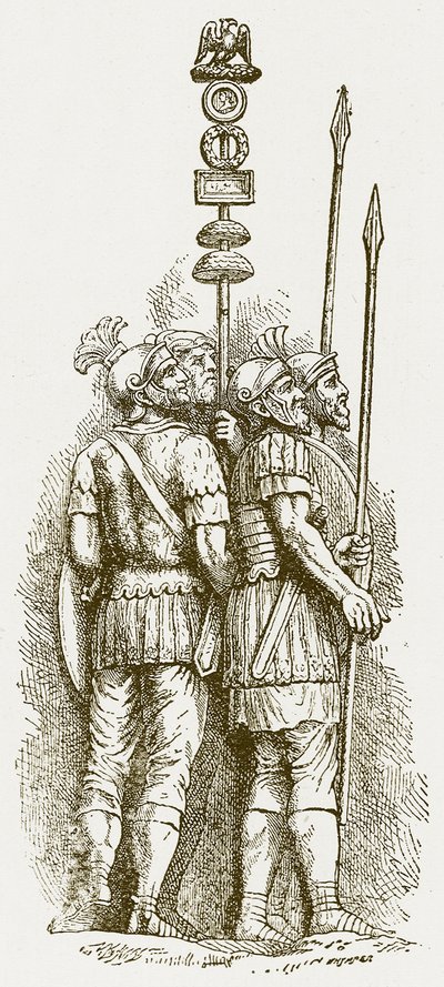 ローマの兵士、HOアーノルドフォースターによるイギリスの歴史のイラスト、1897年に発行（デジタル拡張画像） 作： English School