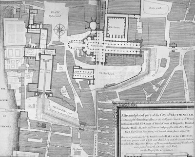 ウェストミンスター・ホールからウェストミンスター寺院へのジェームズ2世の戴冠式行列のルート 作： English School
