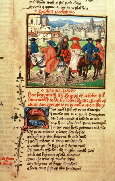 Roy 18 D 11 f.148 Lydgate and the Canterbury Pilgrims from Canterbury from 