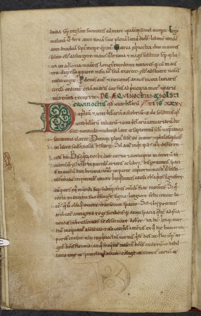 Royal 13. A.XI, f.59vInitial D.De temporum ratione. Bede the VenerableComputus and astronomyに関する作品集. 11世紀-12世紀 作： English School