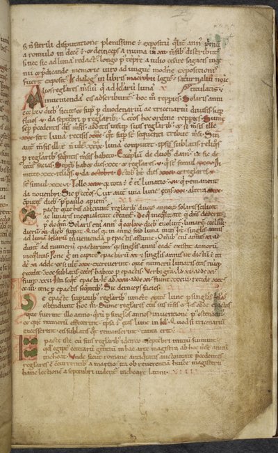 ロイヤル 13. A.XI、f.5 初期および周辺図面、Computus、Auxerre の Helperic (ベラム); 作： English School