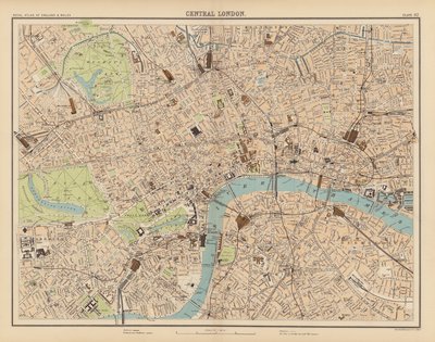 ロイヤルアトラス、1900年頃：ロンドン中心部（カラーリソ） 作： English School