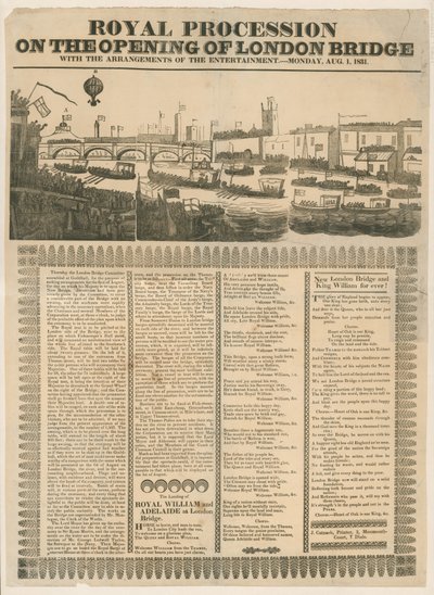 1831年8月1日、ロンドン橋の開通に伴う王室行列 作： English School