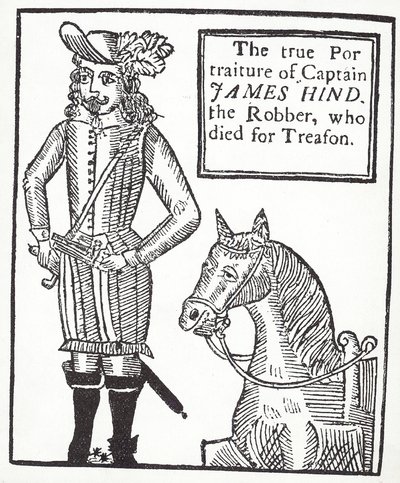 王党派のハイウェイマン、ジェームズ・ハインド（版画 作： English School