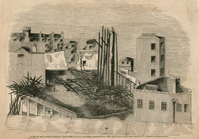 1849年3月29日、火事で破壊されたオリンピック劇場の遺跡 作： English School