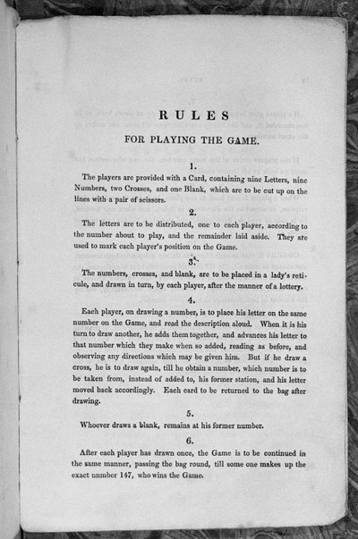 星条旗バナーまたは米国への移民のゲームをプレイするためのルール、c.1840 作： English School