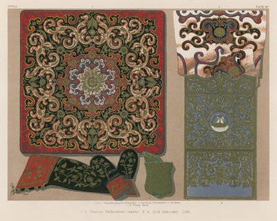 ロシアンエンブロイダリーレザー、ゴールド刺繍、コルフ（クロモリト） 作： English School