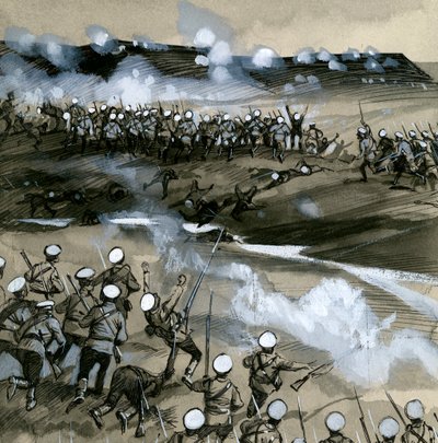 プレヴナへの攻撃で虐殺されているロシアの兵士 作： English School