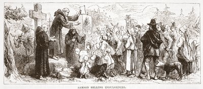 サムソン・セリング・インダルジェンス、ジェームス・エイトケン・ワイリー（1808-1890）によるパブのプロテスタンティズムの歴史のイラスト。 1878 作： English School