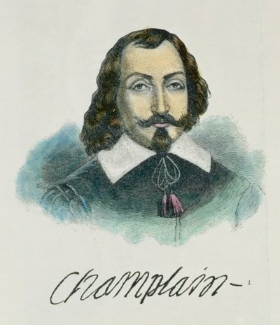 サミュエルデシャンプラン（c.1567-1635）「アメリカの物語と批評の歴史」第4巻のイラスト、1886年（後の着色） 作： English School