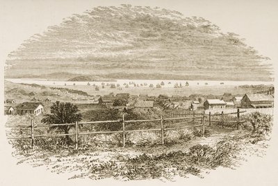 1849年のサンフランシスコ、「アメリカンピクチャーズ」より、The Religious Tract Societyにより発行、1876年（彫刻） 作： English School