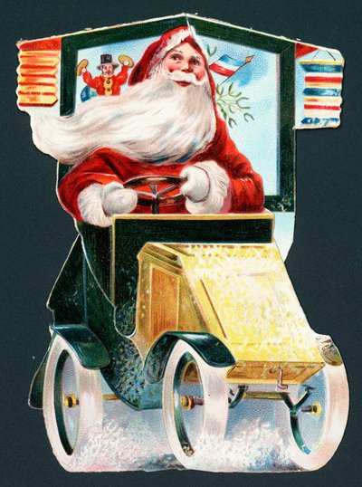 車、クリスマスカードを運転するサンタクロース 作： English School