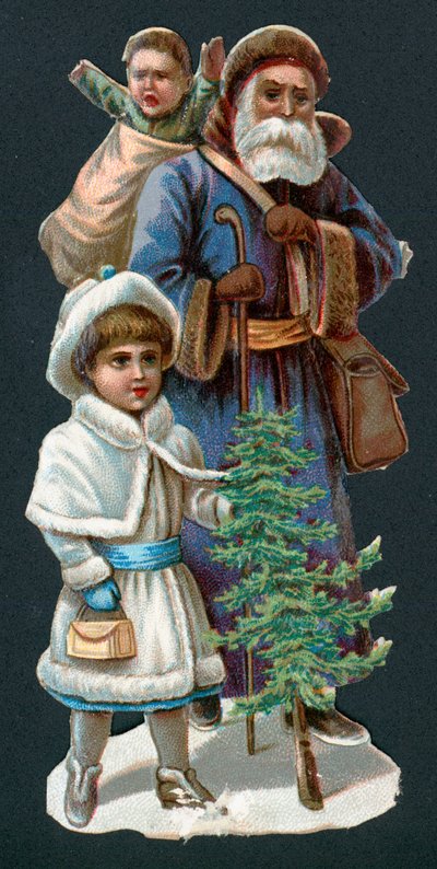 子供たちとサンタクロース、クリスマスカード 作： English School