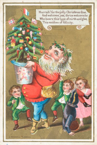 サンタのクリスマスツリー、クリスマスカードを運ぶ 作： English School