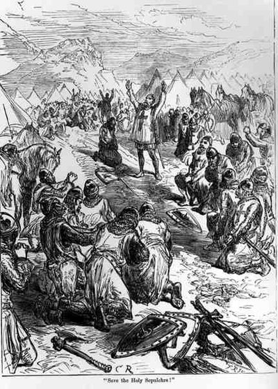 1191年7月、アルスフの戦いの前に、リチャード1世の聖墳墓を救う（1157-99） 作： English School
