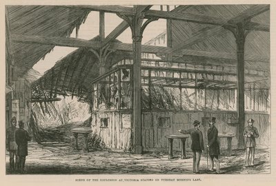 1884年最後の火曜日の朝にビクトリア駅で爆発のシーン 作： English School