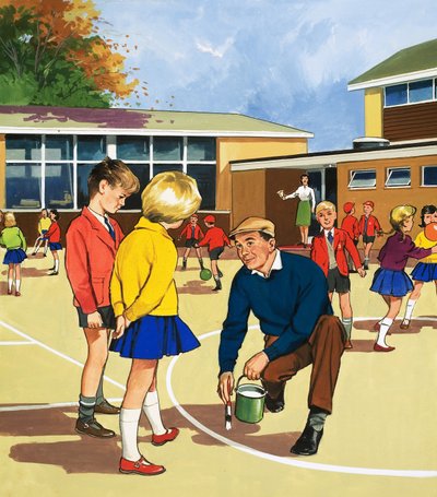 学校の世話人と奇妙な仕事の男 作： English School
