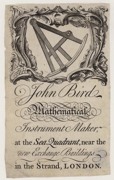 Scientific Instrument Maker、John Bird、トレードカード 作： English School