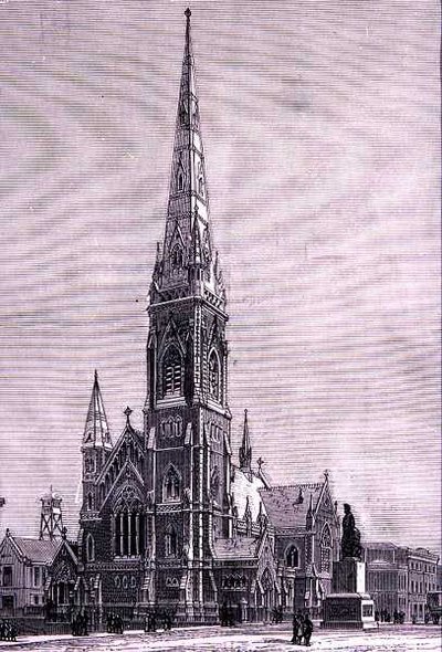 オーストラリア、メルボルン、コリンズ・ストリートのスコッツ教会、「Australian Pictures」（The Religious Tract Society出版）より 作： English School