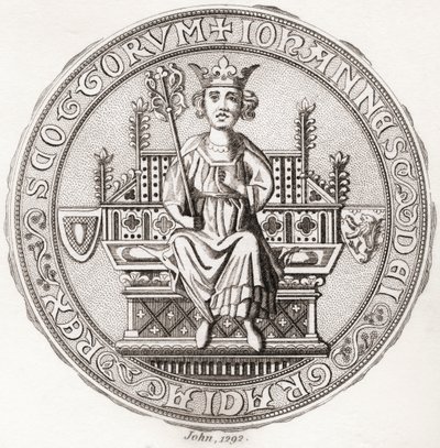 John Balliol のシール、c.?1249 1314、別名、Toom Tabard、「空のコート」のスコットランド人、スコットランド王。 Iconographia Scotica またはスコットランドの著名人の肖像画から、1797 年に出版されました。 作： English School