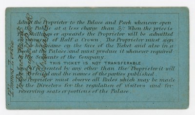 クリスタルパレスへの入場のシーズンチケット、186162、逆、ルールを示す 作： English School
