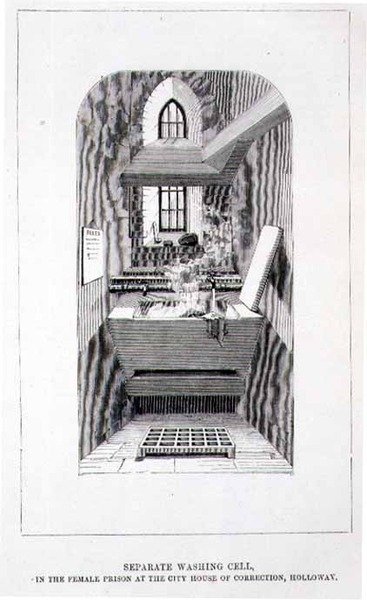 ホロウェイ市矯正院の女性刑務所の独立した洗濯室（「The Criminal Prisons of London and Scenes of Prison Life」より 作： English School