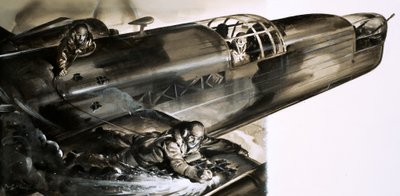 ウェリントン爆撃機の翼を歩く軍曹ジェームズアレンワード 作： English School
