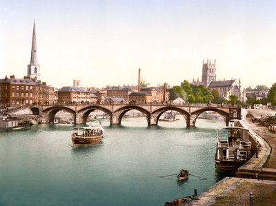 セバーン橋、ウスター（手彩色写真） 作： English School