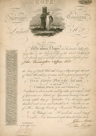 Hopd Insurance Company、Ludgate Hill、ロンドンのシェア 作： English School