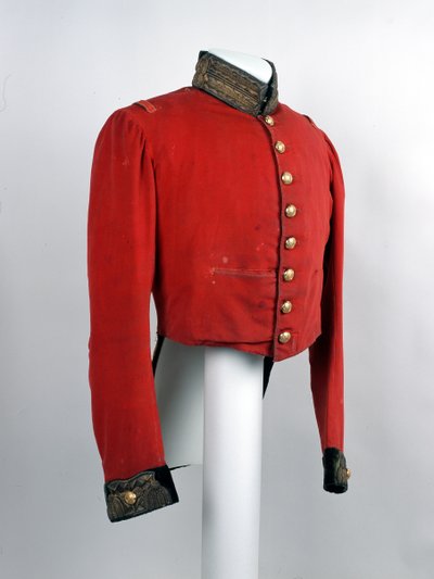 短い尾の被毛、第5（Walessのプリンセスシャーロット）ドラグーンガード、c.1854（羊毛布、金線、スパンコール刺繍飾り） 作： English School