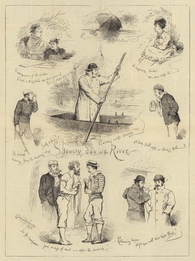 Showery Day on the River (Engraving) 作： English School