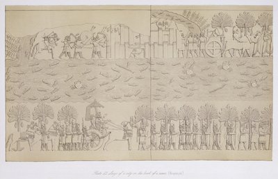 川のほとりにある都市の包囲、オースティンヘンリーヤード（1817-94）によるニネベとその遺跡のプレート42、1849年発行 作： English School