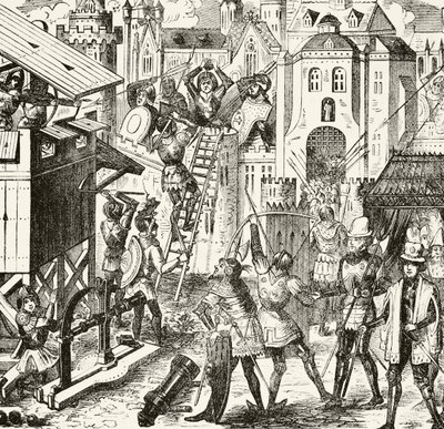 15世紀の包囲作戦、ウィリアムヒックマンスミスオーブリー（1858〜1916年）による「イングランドの国内および国内史」よりロンドン、1890年頃 作： English School