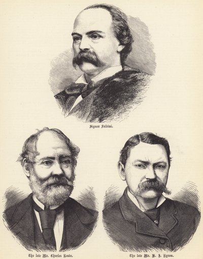 Signor Salvini, the late Mr Charles Reade, the late Mr H J Byron (Engraving) 作： English School