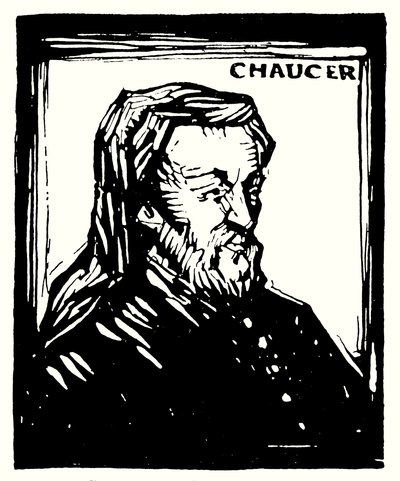 シルエットポートレート、Geoffrey Chaucer（リトグラフ 作： English School