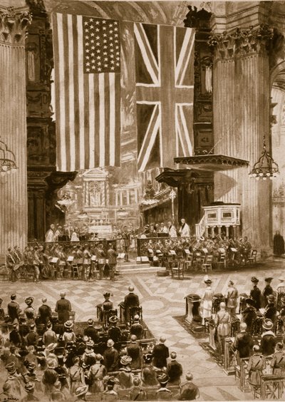 セントポールズ大聖堂でアメリカ国歌を歌う、1917年4月20日、1914〜19 作： English School