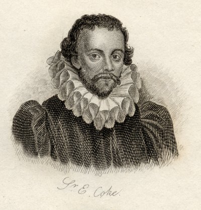 1825年に出版された「クラブの歴史辞典」からのエドワードコーク卿 作： English School