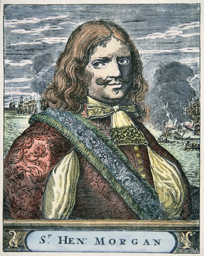 サー・ヘンリー・モーガン（1635-88年頃）（彩色済みエングレービング 作： English School