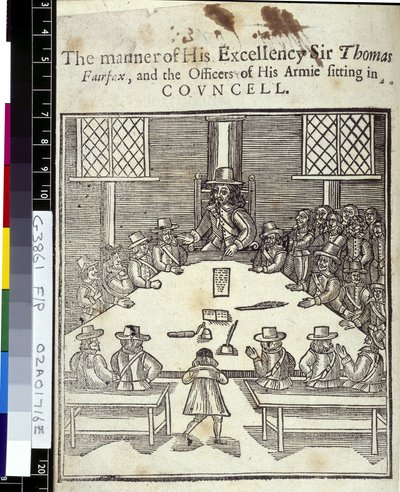 サー・トーマス・フェアファックス (1612-71) と国会議員軍総評議会 作： English School