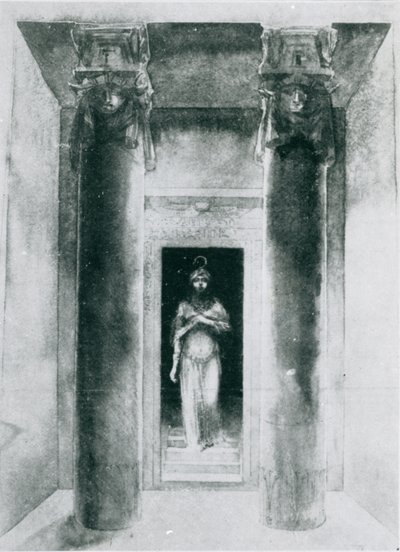 1899年パリのイシスの儀式に携わる大祭司アナリの役割でのモイナマザーズ（1865-1928）のスケッチ 作： English School