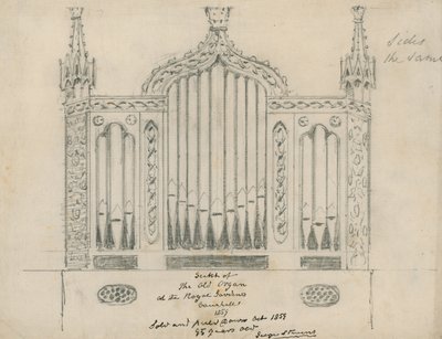 ロイヤルガーデンでの古いオルガンのスケッチ（Vauxhall Gardens、ロンドン） 作： English School