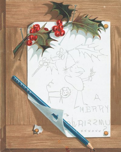 ピンボード、クリスマスカードにスケッチ 作： English School