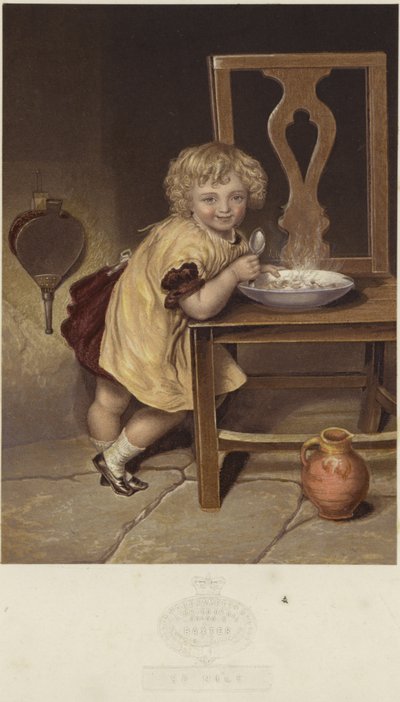だからニース、蒸し料理のボウルを食べる少女の描写 作： English School