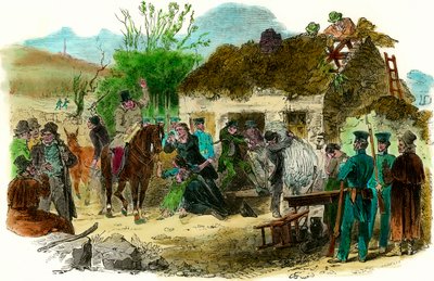 1848年のアイルランドの社会状況 農民の追放（1848年12月16日のlondon newsのイラスト 作： English School