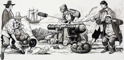 大砲を発射する兵士 作： English School